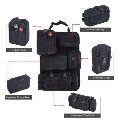 Universal Tactical Seat Back Organizer W/removable pouches